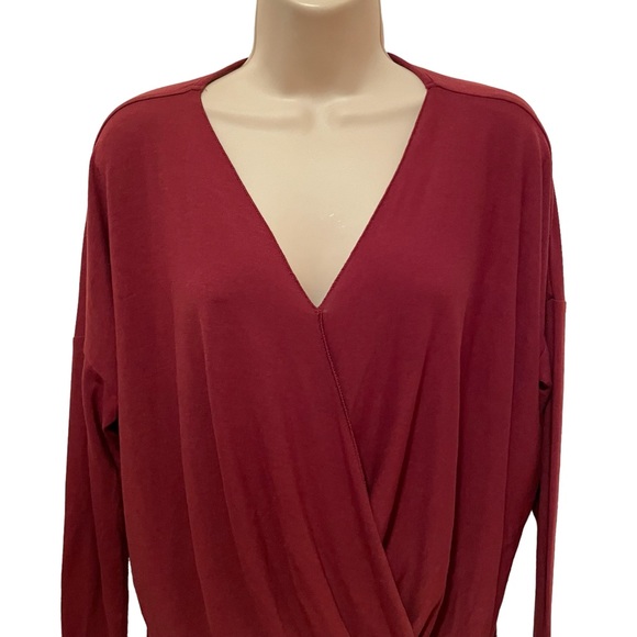 Alter’d State Faux Wrap Shirt Drapey Maroon Size Small - Picture 3 of 7